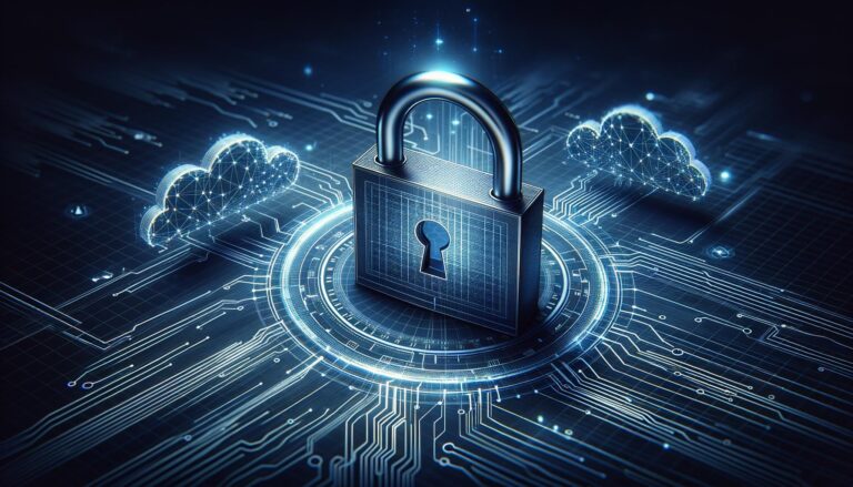 Candado digital encriptado sobre fondo digital, simbolizando la ciberseguridad y la protección de datos.
